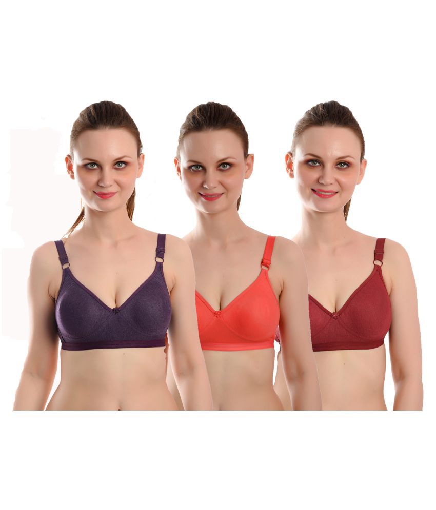     			Elina Cotton Everyday Bra - Multi Color Pack of 3
