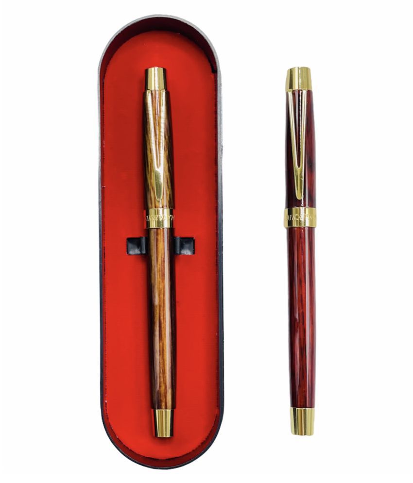 METAL ROLLER BALL PEN WITH A BOX  WOODEN FINISH