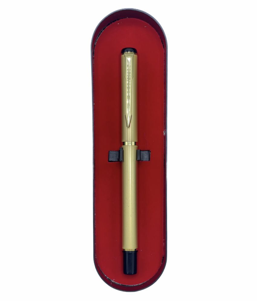 METAL ROLLER BALL PEN WITH BOX 801 GOLD