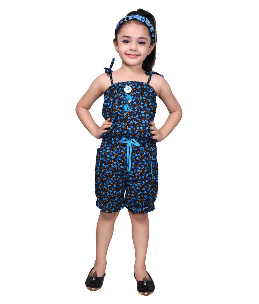     			Sky Heights - Blue Cotton Blend Girls Jumpsuit ( Pack of 1 )