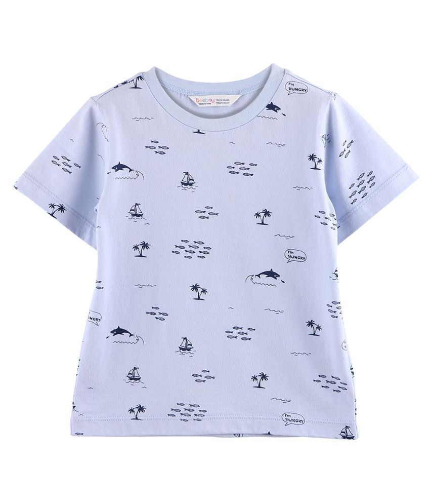 Beebay Shark Printed T-Shirt Blue