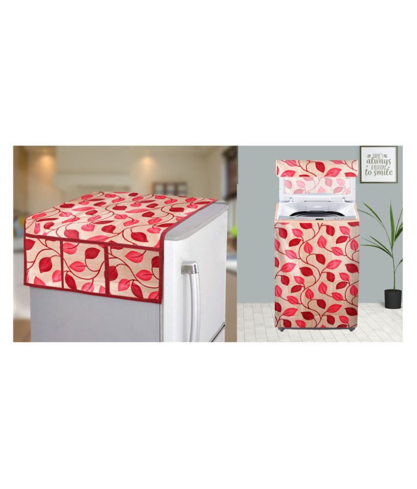     			E-Retailer Set of 2 Polyester Red Washing Machine Cover for Universal Top Load