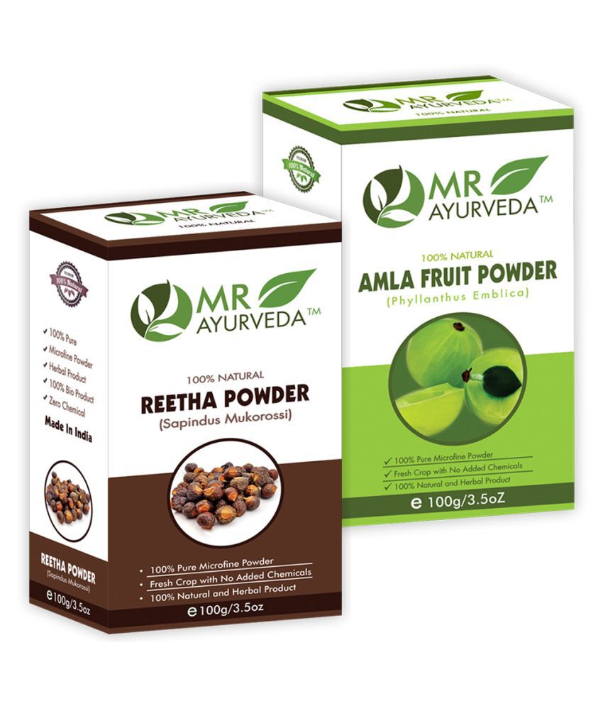     			MR Ayurveda 100% Herbal Reetha Powder and Amla Powder Hair Scalp Treatment 200 g Pack of 2