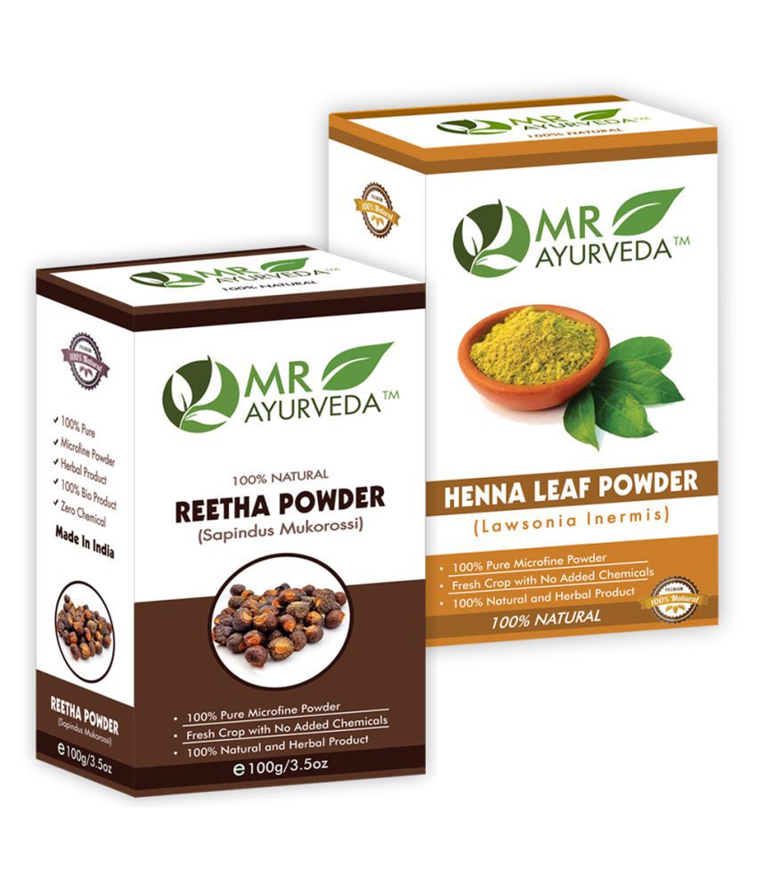     			MR Ayurveda 100% Organic Reetha Powder and Henna Powder Hair Scalp Treatment 200 g Pack of 2