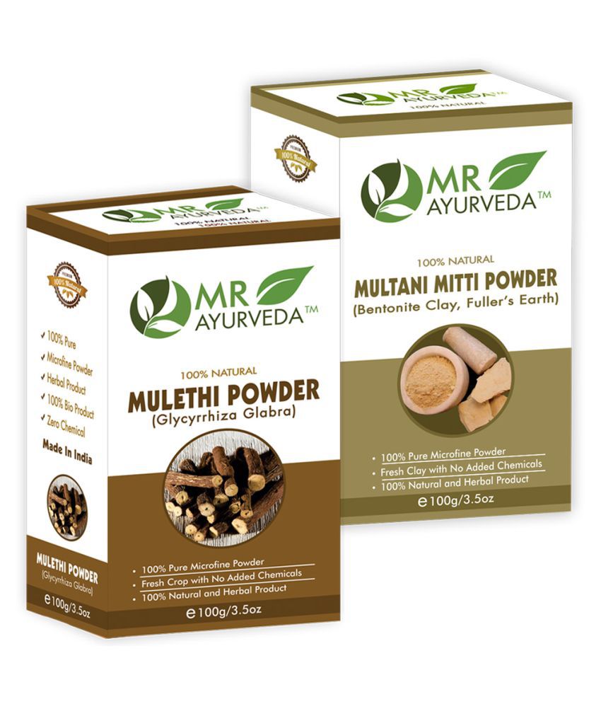     			MR Ayurveda Organic Mulethi Powder & Multani Mitti Powder Face Pack Masks 200 gm Pack of 2
