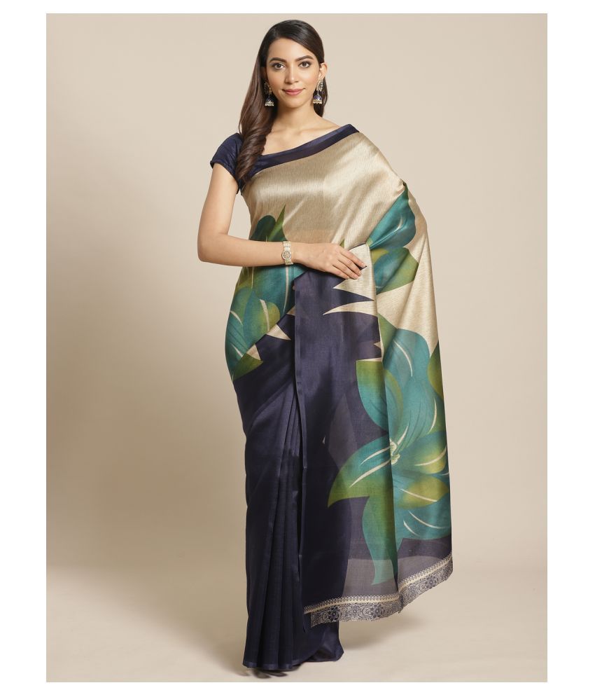     			Grubstaker Blue Art Silk Saree - Single