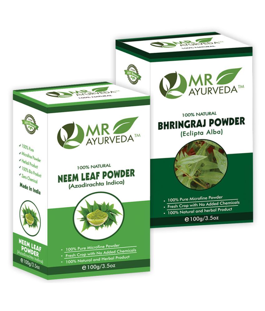     			MR Ayurveda 100% Natural Neem Powder and Bhringraj Powder Hair Scalp Treatment 200 g Pack of 2