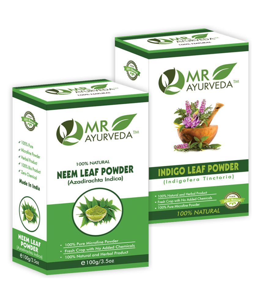     			MR Ayurveda 100% Organic Neem Powder and Indigo Powder Hair Scalp Treatment 200 g Pack of 2