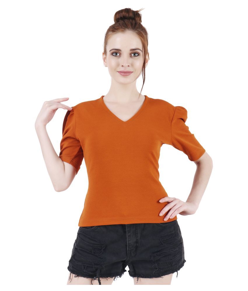     			POPWINGS Polyester Regular Tops - Rust Single