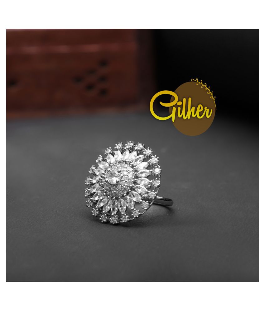     			gilher- Silver Cocktail Rings (Pack of 1)