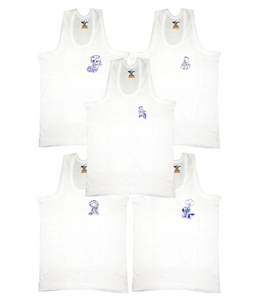     			HAP Kids Cotton White Vest | Undershirt | Baniyan | Gangee (Pack of 5)
