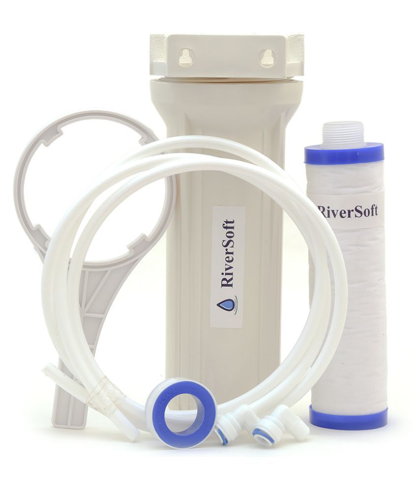 RiverSoft PE RO prefilter assembly with inbuilt mounting clamp White