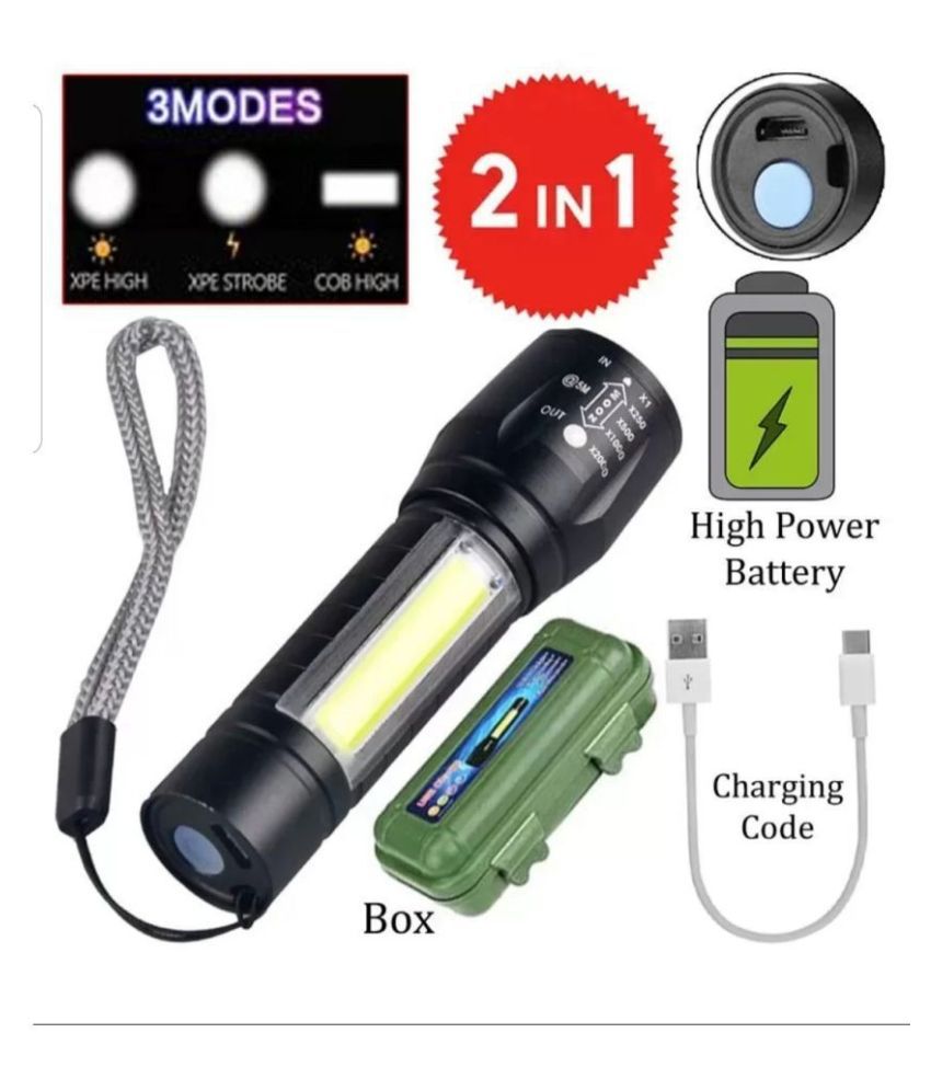     			500 Meter 4 Mode rechargeable battery zoomable Waterproof Torchlight LED Full Metal Body 10W Flashlight Torch