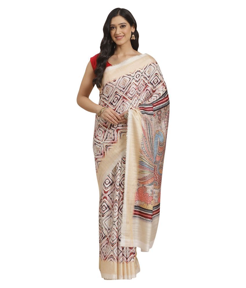     			Aarrah Beige Silk Blends Saree - Single