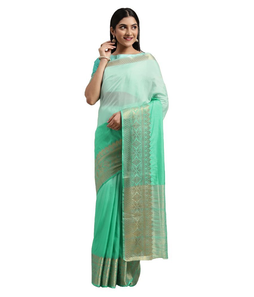     			Aarrah Green Silk Blends Saree - Single