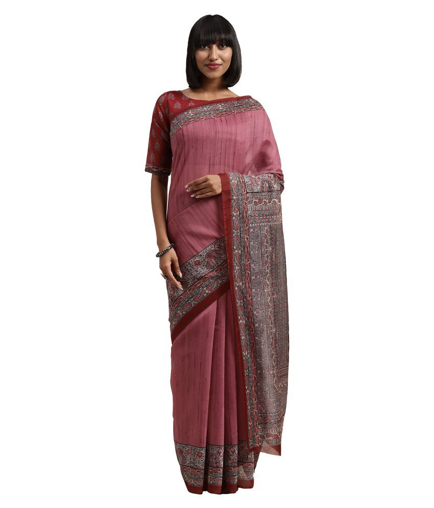     			Aarrah Pink Silk Blends Saree - Single