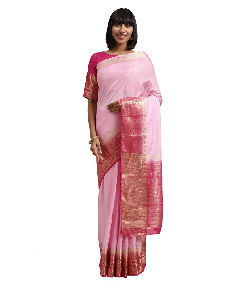     			Aarrah Red Silk Blends Saree - Single