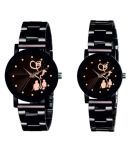 AXTON Analogue Quartz Movement Black Color Couple Combo Watch for Men and Women and Girls and Boys