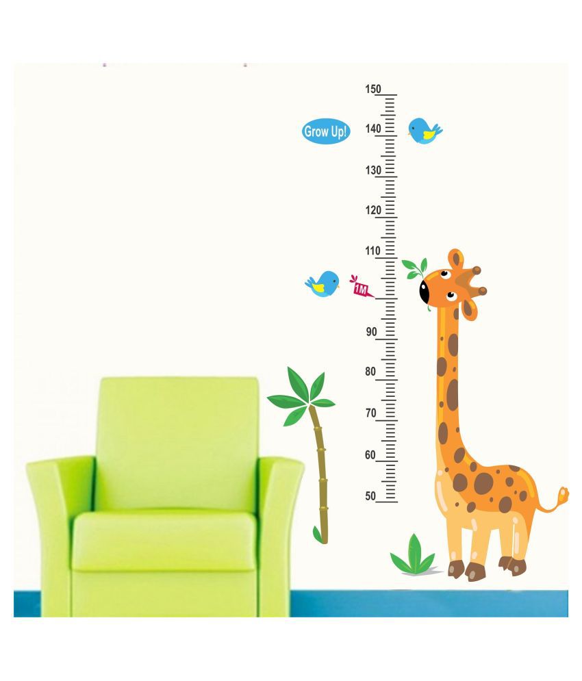     			Asmi Collection Cute Giraffe Height Chart Birds Wall Sticker ( 120 x 75 cms )