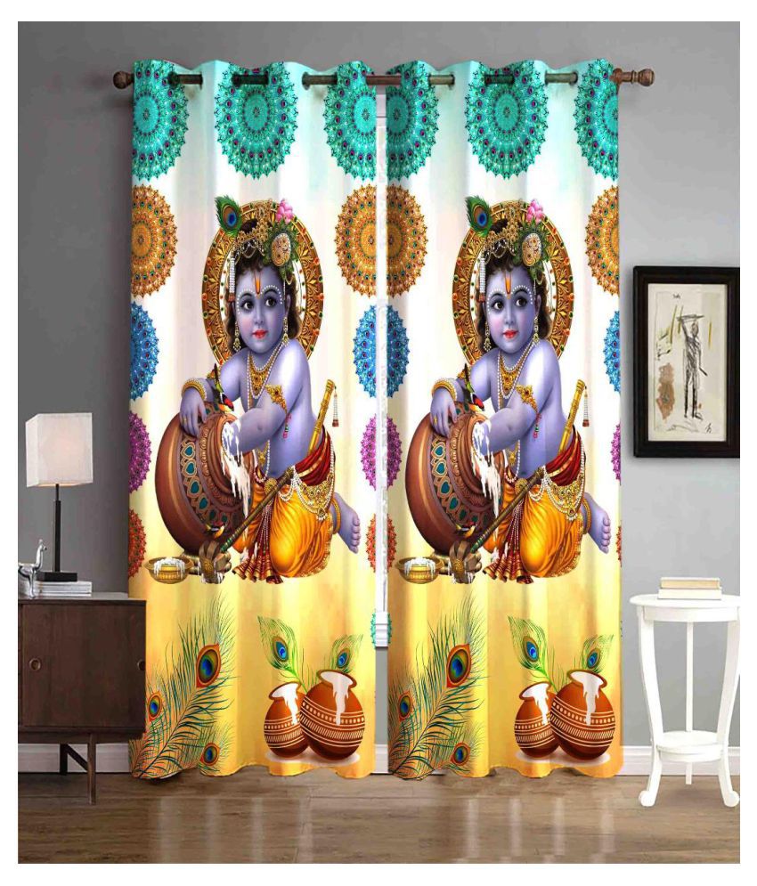     			Koli collections - Multicolor Pack of 2 Polyester Door Curtain (5 ft X 6 ft)