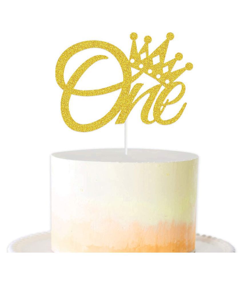     			1st Birthday Cake Decoration, One Cake Topper for First Birthday Cake Decoration - Gold Crown Cake Topper (Gold Glitter)
