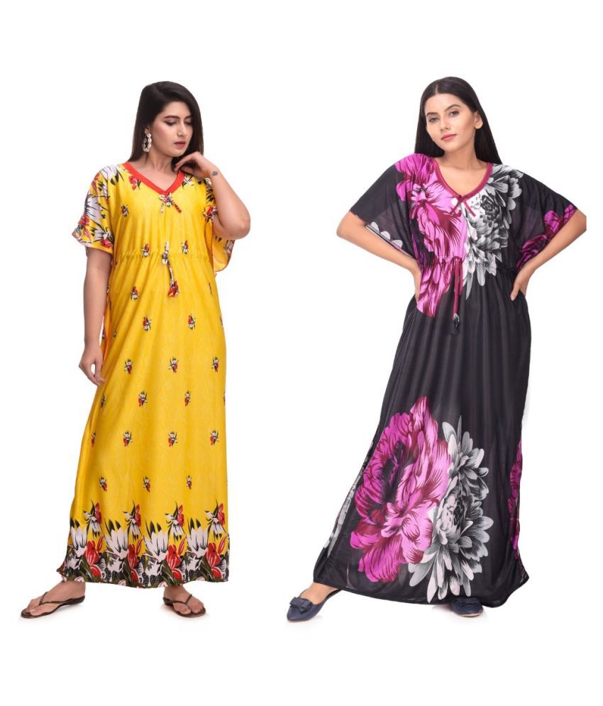     			Apratim Satin Nighty & Night Gowns - Multi Color Pack of 2