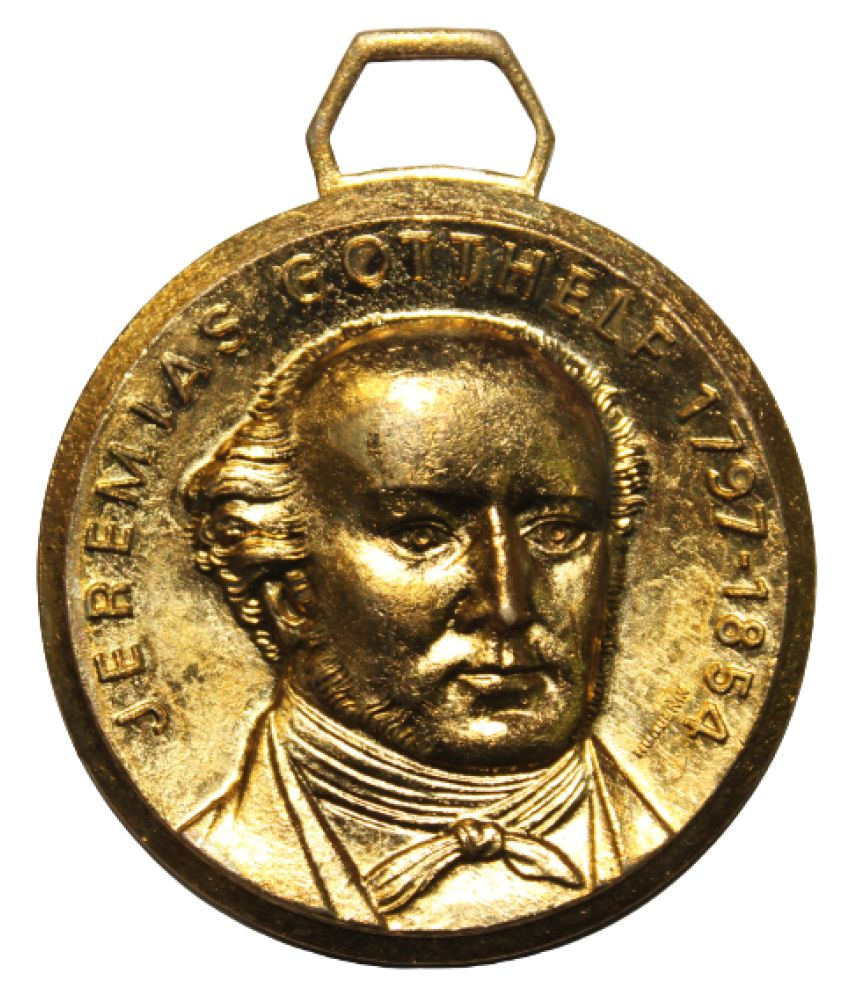     			JEREMIAS GOTTHELF (1797-1854) GOLD PLATED RARE MEDAL