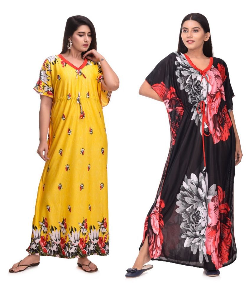     			Raj Satin Nighty & Night Gowns - Multi Color Pack of 2