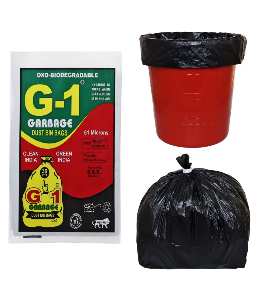     			G 1 Oxo-Biodegradable Garbage Bags, Medium (19 x 21 inches) - 30 bags/pack , Pack of 6
