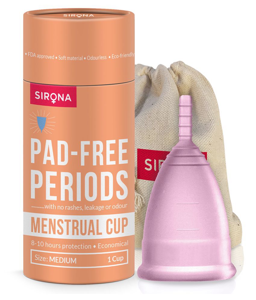     			Sirona Reusable Menstrual Cup for Women | Medium Size with Pouch | Ultra Soft, Odour and Rash Free | 100% Medical Grade Silicone