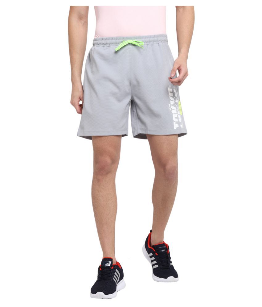     			YUUKI Grey Polyester Running Shorts