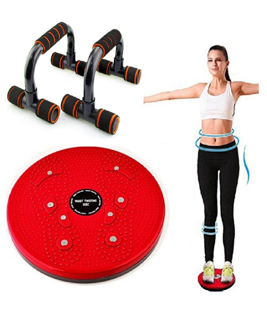 Tummy Twister & Pushup Stand Pair (2PC SET) Abs Exerciser Abdomninal Gym Accessoies Equipment For Men & Women