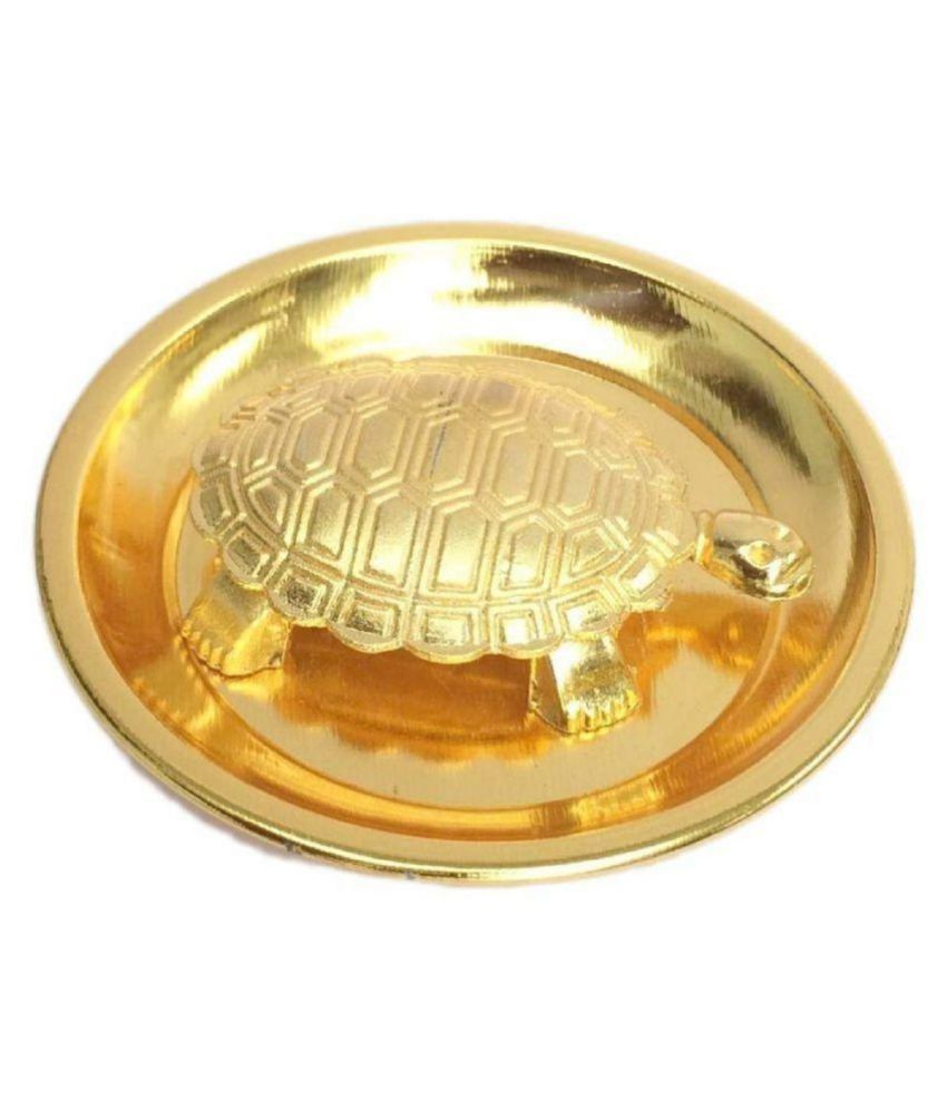     			Vastu Feng Shui Golden Metal Turtle Tortoise Plate for Good Luck (4-Inch), Feng Shui Turtle Plate Best Gift for Career / Fengshui Tortoise / Turtle (For Good Luck) with Metal plate (Golden Colour) by RUDRA DIVINE