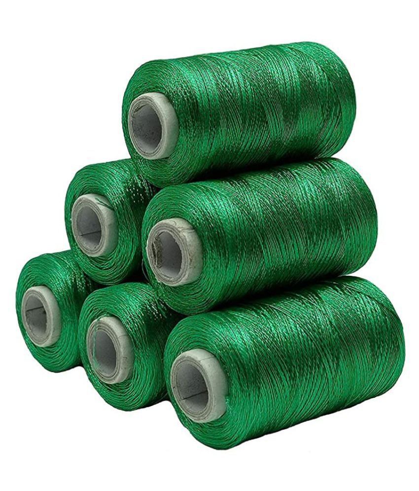     			PRANSUNITA Silk ( Resham ) Twisted Hand & Machine Embroidery Shiny Thread for Jewelry Designing, Embroidery, Art & Craft, Tassel Making, Fast Color, Pack of 6 Spool x 300 MTS Each, Color- Green