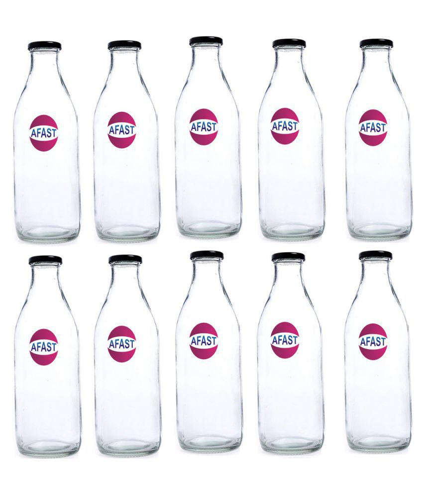     			Somil Glass Storage Bottle, Transparent, Pack Of 10, 1000 ml