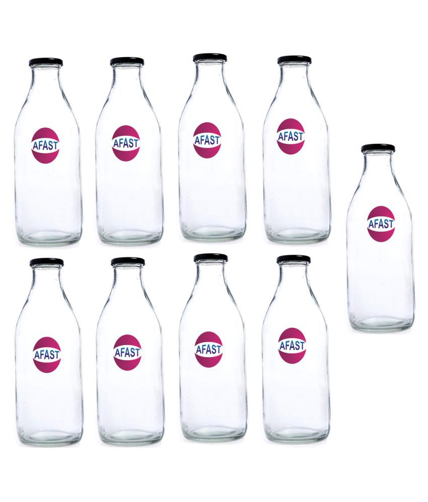     			Somil Glass Storage Bottle, Transparent, Pack Of 9, 1000 ml