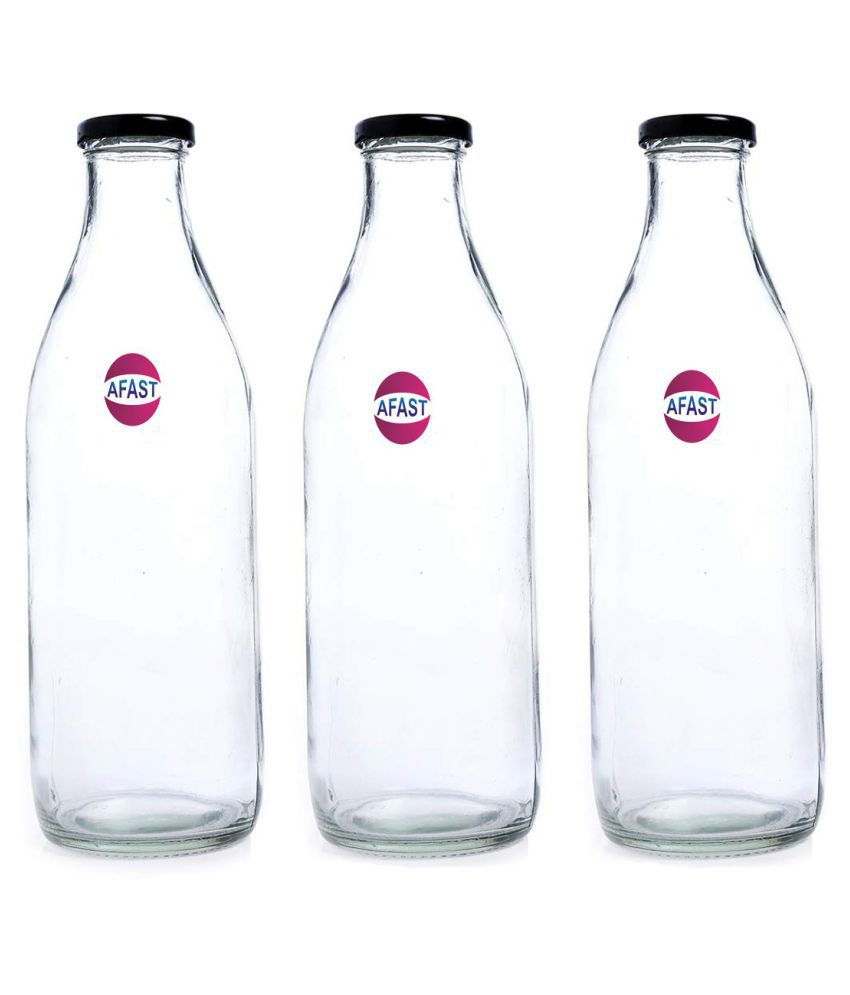     			Somil Glass Storage Bottle, Transparent, Pack Of 3, 1000 ml