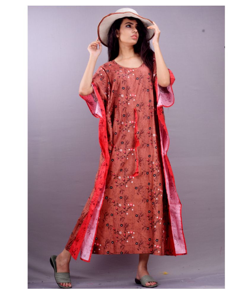     			CLYMAA Rayon Nighty & Night Gowns - Red