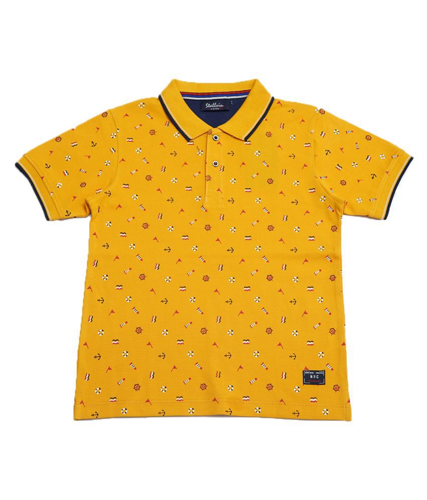 Stallvin Round Neck T-shirt For Boys-Yellow (9-10Years)