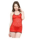 N-Gal Polyester Baby Doll Dresses With Panty - Red Single