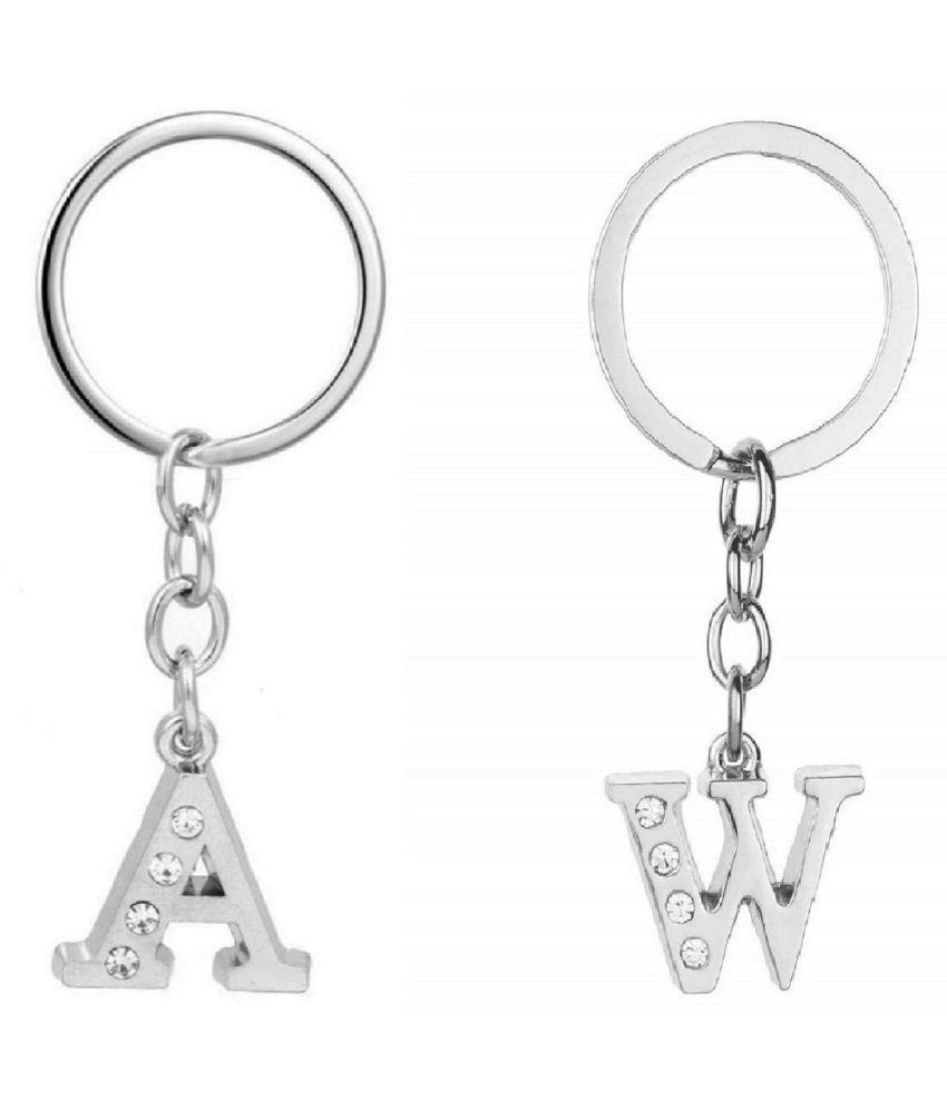     			Americ Style Combo offer of Alphabet ''A & W'' Metal Keychains (Pack of 2)