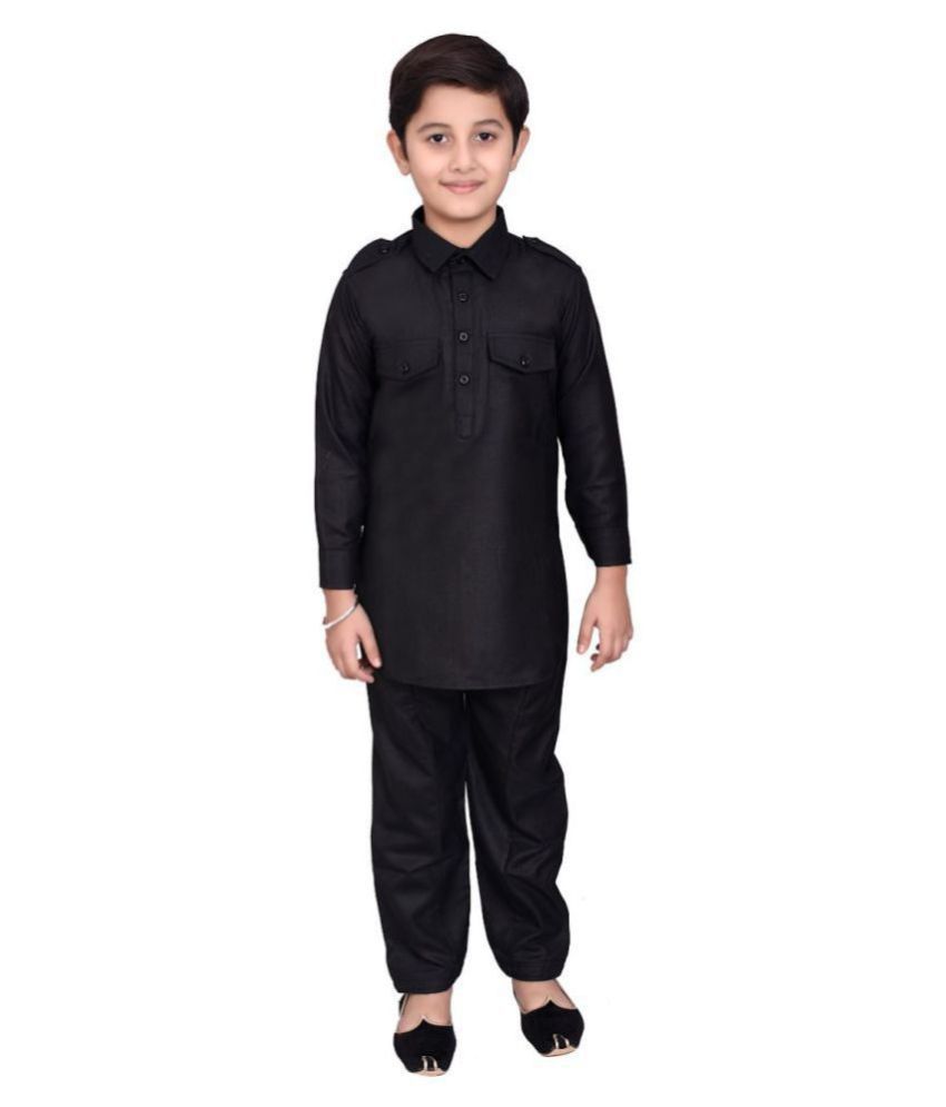     			Joley Poley Boys 100% Cotton - Pattern Kurta Pant Set ( Grey , Pack of 1 )