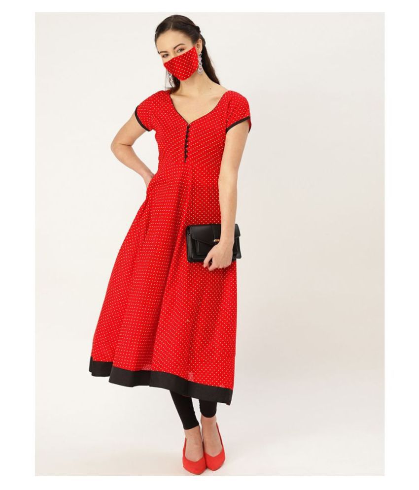 ALIMS - Red Crepe Women's A-line Kurti ( Pack of 1 )