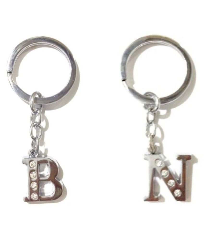     			Americ Style Combo offer of Alphabet ''B & N'' Metal Keychains (Pack of 2)