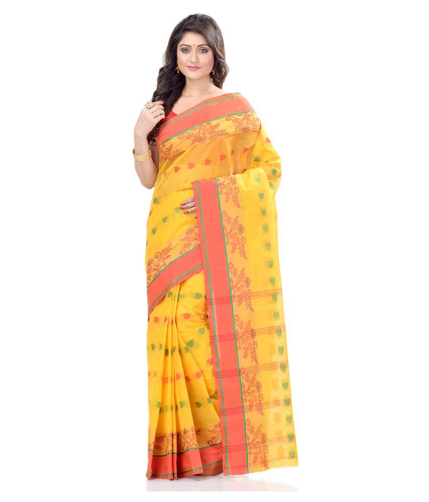     			Desh Bidesh Yellow Bengal Handloom Saree -