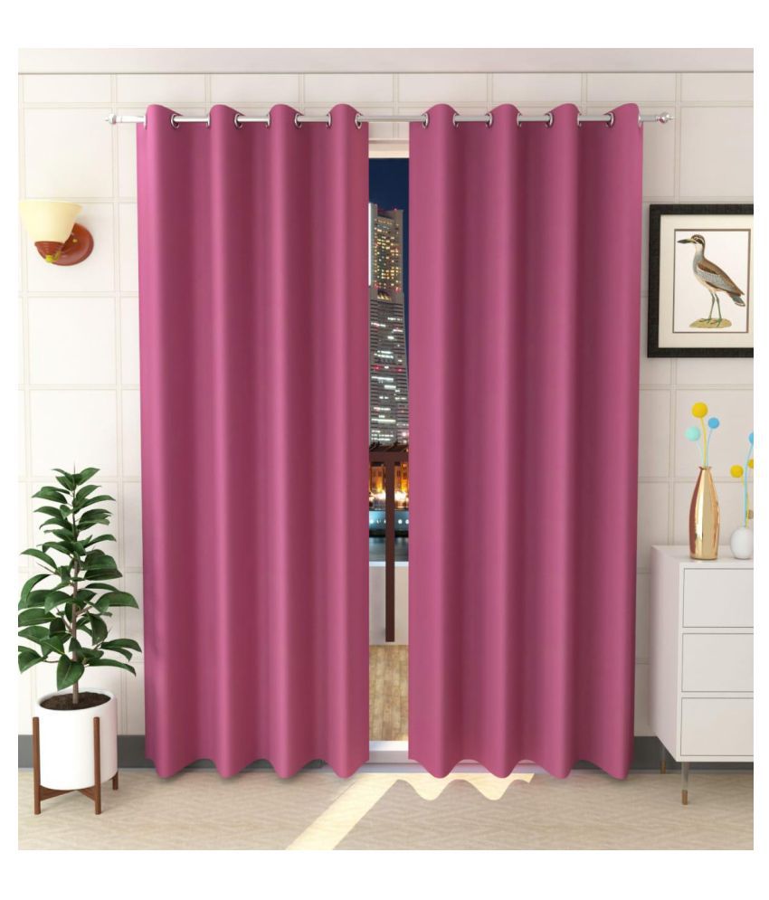     			Koli collections Set of 2 Door Semi-Transparent Eyelet Polyester Pink Curtains ( 213 x 152 cm )