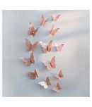 PINDIA R. Gold  12 pcs 3D Metal BUTTERFLY for Party Dcor 3D Sticker ( 12 x 7 cms )