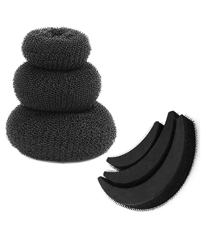     			VSAKSH Women's Black Banana Bumpits Puff Maker & Donut Hairstyle Accessories Set Of 3Pcs