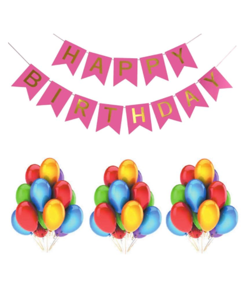     			Blooms Event HBD Pink Banner and Amazing  Metallic Balloon combo set ( Pack  of 41 )