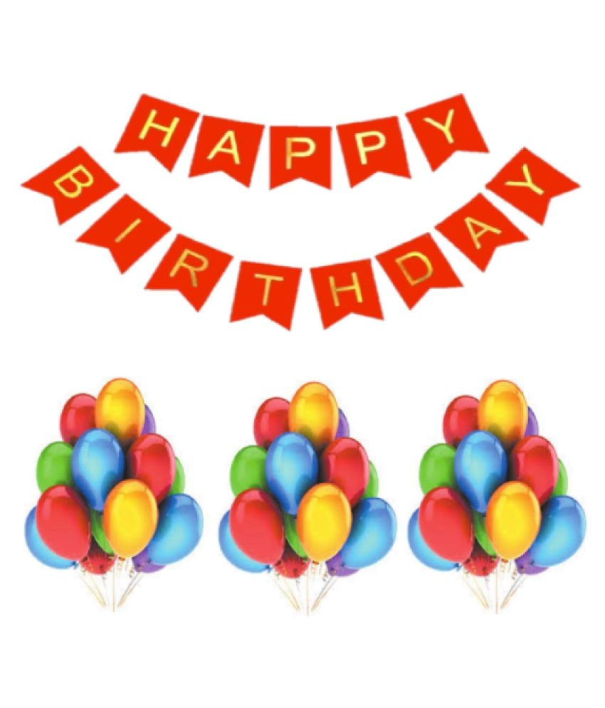     			Blooms Event HBD Red Banner and Amazing  Metallic Balloon combo set ( Pack  of 41 )